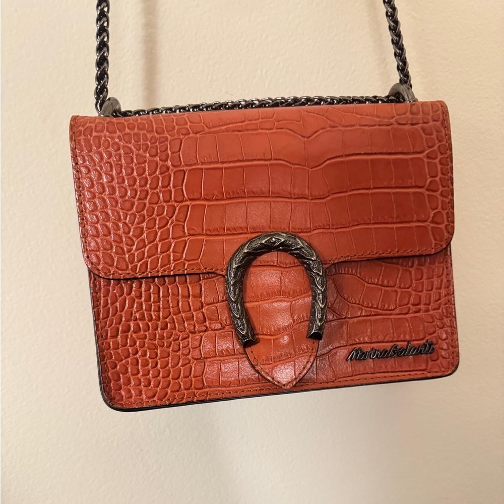 Orange Crocodile Embossed Women Bag